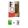 MARSİLYAN™- Galaxy S24 Ultra Kılıf Kozmos Form Özel Seri - Siyah Bilvis 3D Cam Ekran Koruyucu + Raze Metal Kamera Lens - GI