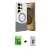 MARSİLYAN™- Galaxy S24 Ultra Kılıf Kozmos Form Özel Seri - Siyah Bilvis 3D Cam Ekran Koruyucu + Raze Metal Kamera Lens - SH