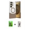 MARSİLYAN™- Galaxy S24 Ultra Kılıf Kozmos Form Özel Seri - Siyah Bilvis 3D Cam Ekran Koruyucu + Raze Metal Kamera Lens - SH