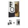 MARSİLYAN™- Galaxy S24 Ultra Kılıf Kozmos Form Özel Seri - Siyah Bilvis Hayalet Cam Ekran Koruyucu + PVD Metal Kamera Lens - PE