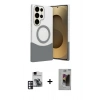 MARSİLYAN™- Galaxy S24 Ultra Kılıf Kozmos Form Özel Seri - Siyah Bilvis Hayalet Cam Ekran Koruyucu + PVD Metal Kamera Lens - PE