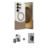 MARSİLYAN™- Galaxy S24 Ultra Kılıf Kozmos Form Özel Seri - Siyah Bilvis Hayalet Cam Ekran Koruyucu + PVD Metal Kamera Lens - PE