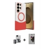 MARSİLYAN™- Galaxy S24 Ultra Kılıf Kozmos Form Özel Seri - Siyah Bilvis Hayalet Cam Ekran Koruyucu + PVD Metal Kamera Lens - PE