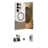 MARSİLYAN™- Galaxy S24 Ultra Kılıf Kozmos Form Özel Seri - Siyah Durable Full Glue Curved Cam + PVD Metal Kamera Lens - GD