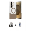 MARSİLYAN™- Galaxy S24 Ultra Kılıf Kozmos Form Özel Seri - Siyah Durable Full Glue Curved Hayalet Cam + PVD Metal Kamera Lens - GD