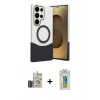 MARSİLYAN™- Galaxy S24 Ultra Kılıf Kozmos Form Özel Seri - Siyah Polymer Nano Ekran Koruyucu + Bilvis Titan Kamera Lens - DNMR