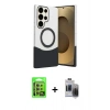 MARSİLYAN™- Galaxy S24 Ultra Kılıf Kozmos Form Özel Seri - Siyah Vanessa Magic Hayalet Cam + Raze Metal Kamera Lens - SI