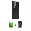 MARSİLYAN™- Galaxy S24 Ultra Kılıf Kozmos Klasik Prime - Siyah 360 Mat Full Body Arka Koruyucu + Raze Metal Kamera Lens - GI