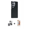 MARSİLYAN™- Galaxy S24 Ultra Kılıf Kozmos Klasik Prime - Siyah AutoKit 5in1 Fiber Polymer Nano Ekran Koruyucu + PVD Metal Kamera Lens - PE