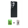 MARSİLYAN™- Galaxy S24 Ultra Kılıf Kozmos Klasik Prime - Siyah Bilvis 3D Cam Ekran Koruyucu + Raze Metal Kamera Lens - SI