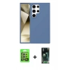 MARSİLYAN™- Galaxy S24 Ultra Kılıf Kozmos Yansıma Özel Seri - Siyah 360 Mat Full Body Arka Koruyucu + Raze Metal Kamera Lens - MR