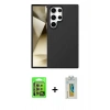 MARSİLYAN™- Galaxy S24 Ultra Kılıf Kozmos Yansıma Özel Seri - Siyah Polymer Nano Ekran Koruyucu + Raze Metal Kamera Lens - SI