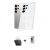 MARSİLYAN™- Galaxy S24 Ultra Kılıf Kutup Minimal - Siyah Durable Full Glue Curved Cam + Kamera Lens Koruma Cam - SF