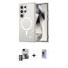 MARSİLYAN™- Galaxy S24 Ultra Kılıf Nova Asil Prime - Siyah Durable Full Glue Curved Hayalet Cam + PVD Metal Kamera Lens - PE
