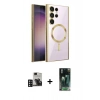 MARSİLYAN™- Galaxy S24 Ultra Kılıf Nova Işık Özel Seri - Şeffaf 360 Full Body Arka Koruyucu + Derin Mor PVD Metal Kamera Lens