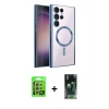 MARSİLYAN™- Galaxy S24 Ultra Kılıf Nova Işık Özel Seri - Şeffaf 360 Full Body Arka Koruyucu + Raze Metal Kamera Lens - GS
