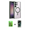 MARSİLYAN™- Galaxy S24 Ultra Kılıf Nova Işık Özel Seri - Şeffaf 360 Full Body Arka Koruyucu + Raze Metal Kamera Lens - GS