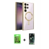 MARSİLYAN™- Galaxy S24 Ultra Kılıf Nova Işık Özel Seri - Şeffaf 360 Full Body Arka Koruyucu + Raze Metal Kamera Lens - GS