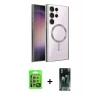 MARSİLYAN™- Galaxy S24 Ultra Kılıf Nova Işık Özel Seri - Şeffaf 360 Full Body Arka Koruyucu + Raze Metal Kamera Lens - GS