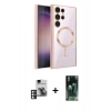 MARSİLYAN™- Galaxy S24 Ultra Kılıf Nova Işık Özel Seri - Şeffaf 360 Full Body Arka Koruyucu + PVD Metal Kamera Lens - PE
