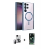 MARSİLYAN™- Galaxy S24 Ultra Kılıf Nova Işık Özel Seri - Şeffaf 360 Full Body Arka Koruyucu + PVD Metal Kamera Lens - PE