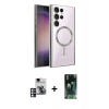 MARSİLYAN™- Galaxy S24 Ultra Kılıf Nova Işık Özel Seri - Şeffaf 360 Full Body Arka Koruyucu + PVD Metal Kamera Lens - PE