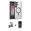 MARSİLYAN™- Galaxy S24 Ultra Kılıf Nova Işık Özel Seri - Şeffaf 360 Full Body Arka Koruyucu + PVD Metal Kamera Lens - PE