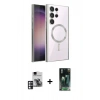 MARSİLYAN™- Galaxy S24 Ultra Kılıf Nova Işık Özel Seri - Şeffaf 360 Full Body Arka Koruyucu + PVD Metal Kamera Lens - PE