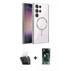MARSİLYAN™- Galaxy S24 Ultra Kılıf Nova Işık Özel Seri - Şeffaf 360 Full Body Arka Koruyucu + Kamera Lens Koruma Cam - SF