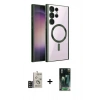 MARSİLYAN™- Galaxy S24 Ultra Kılıf Nova Işık Özel Seri - Siyah 360 Mat Full Body Arka Koruyucu + Bilvis Titan Kamera Lens - SH