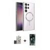 MARSİLYAN™- Galaxy S24 Ultra Kılıf Nova Işık Özel Seri - Siyah 360 Mat Full Body Arka Koruyucu + Bilvis Titan Kamera Lens - GD