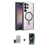 MARSİLYAN™- Galaxy S24 Ultra Kılıf Nova Işık Özel Seri - Siyah 360 Mat Full Body Arka Koruyucu + Bilvis Titan Kamera Lens - GD