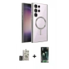 MARSİLYAN™- Galaxy S24 Ultra Kılıf Nova Işık Özel Seri - Siyah 360 Mat Full Body Arka Koruyucu + Bilvis Titan Kamera Lens - GD