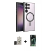 MARSİLYAN™- Galaxy S24 Ultra Kılıf Nova Işık Özel Seri - Siyah 360 Mat Full Body Arka Koruyucu + Bilvis Titan Kamera Lens - GD