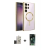MARSİLYAN™- Galaxy S24 Ultra Kılıf Nova Işık Özel Seri - Siyah 360 Mat Full Body Arka Koruyucu + Bilvis Titan Kamera Lens - GD