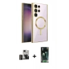 MARSİLYAN™- Galaxy S24 Ultra Kılıf Nova Işık Özel Seri - Siyah 360 Mat Full Body Arka Koruyucu + PVD Metal Kamera Lens - GD