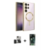 MARSİLYAN™- Galaxy S24 Ultra Kılıf Nova Işık Özel Seri - Siyah 360 Mat Full Body Arka Koruyucu + PVD Metal Kamera Lens - SH