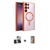 MARSİLYAN™- Galaxy S24 Ultra Kılıf Nova Işık Özel Seri - Siyah AutoKit 5in1 Fiber Hayalet Polymer Nano Ekran Koruyucu + PVD Metal Kamera Lens - SH