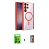 MARSİLYAN™- Galaxy S24 Ultra Kılıf Nova Işık Özel Seri - Siyah AutoKit 5in1 Fiber Hayalet Polymer Nano Ekran Koruyucu + Raze Metal Kamera Lens - GS