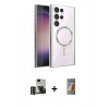 MARSİLYAN™- Galaxy S24 Ultra Kılıf Nova Işık Özel Seri - Siyah AutoKit 5in1 Fiber Hayalet Polymer Nano Ekran Koruyucu + PVD Metal Kamera Lens - GD