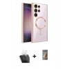 MARSİLYAN™- Galaxy S24 Ultra Kılıf Nova Işık Özel Seri - Siyah AutoKit 5in1 Fiber Hayalet Polymer Nano Ekran Koruyucu + Kamera Lens Koruma Cam - SF