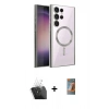 MARSİLYAN™- Galaxy S24 Ultra Kılıf Nova Işık Özel Seri - Siyah AutoKit 5in1 Fiber Hayalet Polymer Nano Ekran Koruyucu + Kamera Lens Koruma Cam - SF