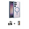 MARSİLYAN™- Galaxy S24 Ultra Kılıf Nova Işık Özel Seri - Siyah AutoKit 5in1 Fiber Hayalet Polymer Nano Ekran Koruyucu + PVD Metal Kamera Lens - GD