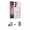MARSİLYAN™- Galaxy S24 Ultra Kılıf Nova Işık Özel Seri - Siyah AutoKit 5in1 Fiber Hayalet Polymer Nano Ekran Koruyucu + Bilvis Titan Kamera Lens - DNMR