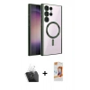 MARSİLYAN™- Galaxy S24 Ultra Kılıf Nova Işık Özel Seri - Siyah AutoKit 5in1 Fiber Polymer Nano Ekran Koruyucu + Kamera Lens Koruma Cam - SF