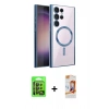MARSİLYAN™- Galaxy S24 Ultra Kılıf Nova Işık Özel Seri - Siyah AutoKit 5in1 Fiber Polymer Nano Ekran Koruyucu + Raze Metal Kamera Lens - SH