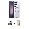 MARSİLYAN™- Galaxy S24 Ultra Kılıf Nova Işık Özel Seri - Siyah AutoKit 5in1 Fiber Polymer Nano Ekran Koruyucu + PVD Metal Kamera Lens - GD