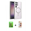 MARSİLYAN™- Galaxy S24 Ultra Kılıf Nova Işık Özel Seri - Siyah AutoKit 5in1 Fiber Polymer Nano Ekran Koruyucu + Raze Metal Kamera Lens - GS