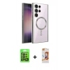 MARSİLYAN™- Galaxy S24 Ultra Kılıf Nova Işık Özel Seri - Siyah AutoKit 5in1 Fiber Polymer Nano Ekran Koruyucu + Raze Metal Kamera Lens - SH