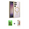 MARSİLYAN™- Galaxy S24 Ultra Kılıf Nova Işık Özel Seri - Siyah AutoKit 5in1 Fiber Polymer Nano Ekran Koruyucu + Raze Metal Kamera Lens - SH